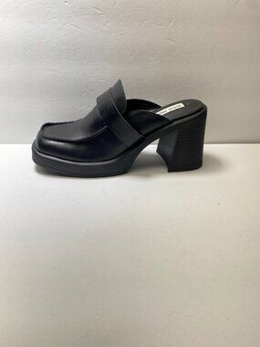 Steve Madden Fraim Black Block High Heel Leather Mule Sz 9.5
